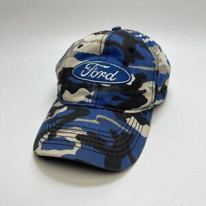 Ford Blue Camouflage Baseball Hat Cap Adjustable Embroidered Logo Unisex Adult